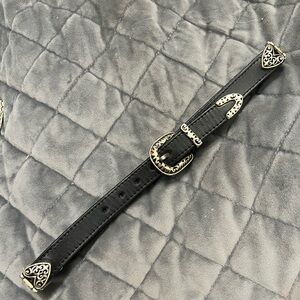 Black Kids Western-Style Belt with Silver Filigree Buckle